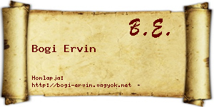 Bogi Ervin névjegykártya