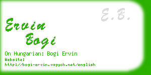 ervin bogi business card